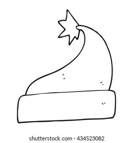 freehand drawn black and white cartoon christmas hat