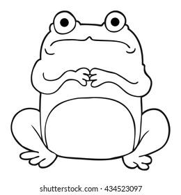 freehand drawn black and white cartoon nervous frog