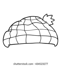 freehand drawn black and white cartoon checked hat