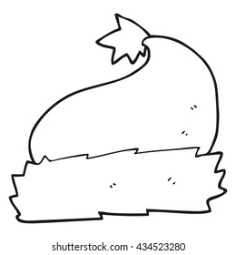 freehand drawn black and white cartoon christmas hat