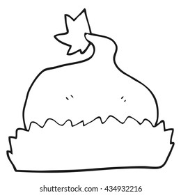 freehand drawn black and white cartoon santa hat