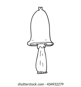 freehand drawn black and white cartoon mushroom