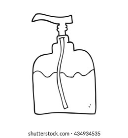 freehand drawn black and white cartoon pump bottle