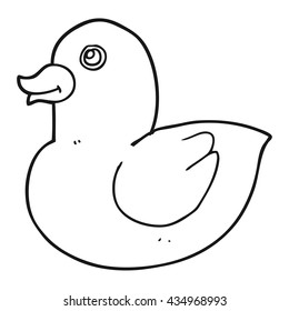 freehand drawn black and white cartoon rubber duck