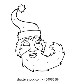 freehand drawn black and white cartoon santa claus laughing