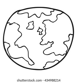 freehand drawn black and white cartoon planet earth