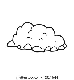 freehand drawn black and white cartoon pile of dirt