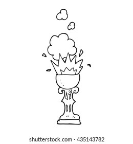 freehand drawn black and white cartoon magic goblet