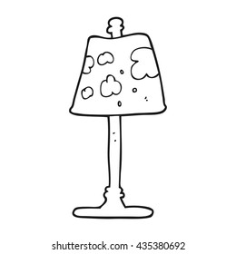 freehand drawn black and white cartoon lamp