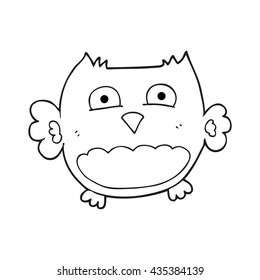 freehand drawn black and white cartoon owl