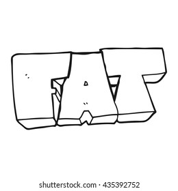 freehand drawn black and white cartoon FAT symbol