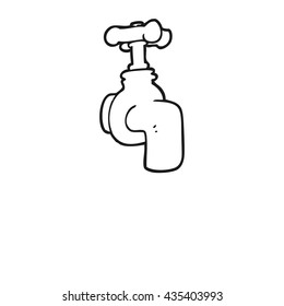 freehand drawn black and white cartoon running faucet