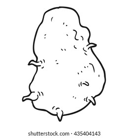 freehand drawn black and white cartoon potato