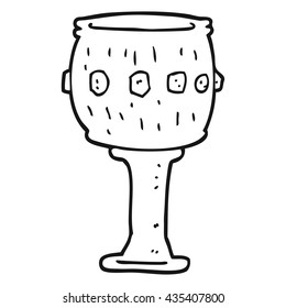 freehand drawn black and white cartoon goblet