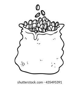 freehand drawn black and white cartoon huge bag of money