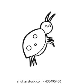 freehand drawn black and white cartoon ladybug