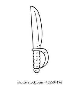 freehand drawn black and white cartoon knife