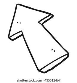 freehand drawn black and white cartoon pointing arrow