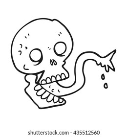 freehand drawn black and white cartoon spooky halloween skull
