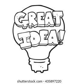 freehand drawn black and white cartoon great idea light bulb symbol