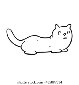 freehand drawn black and white cartoon cat