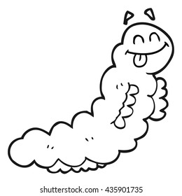 freehand drawn black and white cartoon caterpillar