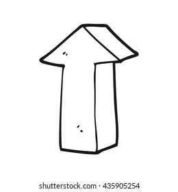 freehand drawn black and white cartoon arrow