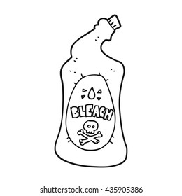 freehand drawn black and white cartoon bleach bottle
