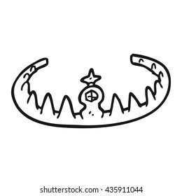 freehand drawn black and white cartoon tiara