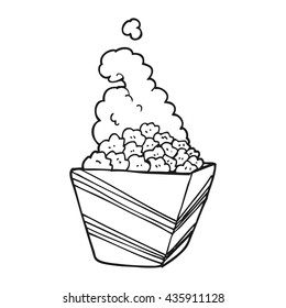 freehand drawn black and white cartoon fresh popcorn