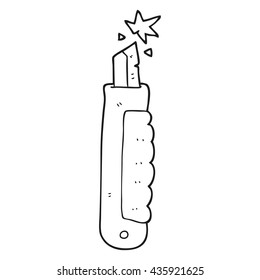 freehand drawn black and white cartoon knife