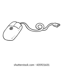 freehand drawn black and white cartoon computer mouse