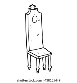 freehand drawn black and white cartoon fancy chair