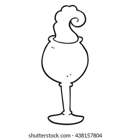 freehand drawn black and white cartoon magic goblet