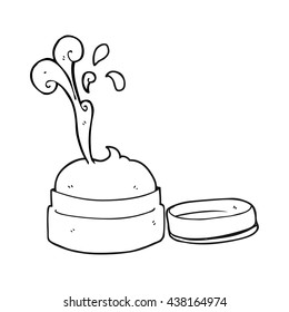 freehand drawn black and white cartoon face cream