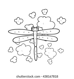 freehand drawn black and white cartoon bug