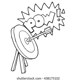 freehand drawn black and white cartoon archery target