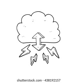 freehand drawn black and white cartoon digital cloud