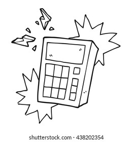 freehand drawn black and white cartoon calculator