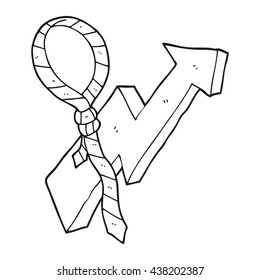 freehand drawn black and white cartoon work tie and arrow progress symbol