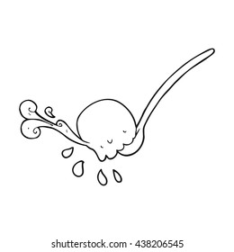 freehand drawn black and white cartoon scoop of icecream