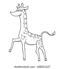freehand drawn black and white cartoon giraffe