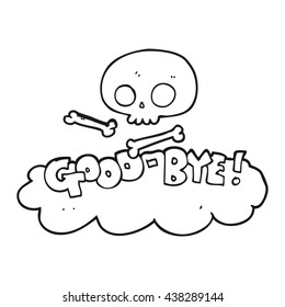 freehand drawn black and white cartoon good-bye symbol