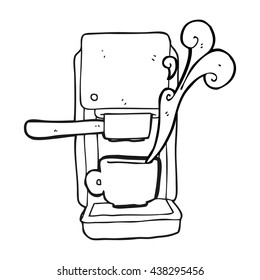 freehand drawn black and white cartoon espresso maker