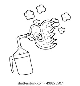 freehand drawn black and white cartoon blow torch