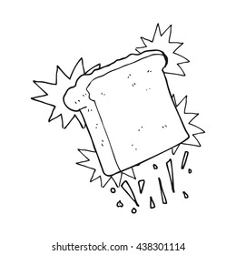 freehand drawn black and white cartoon toast