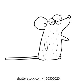 freehand drawn black and white cartoon mouse