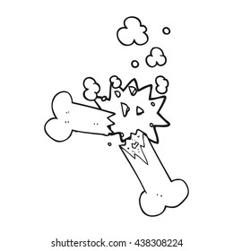 freehand drawn black and white cartoon broken bone