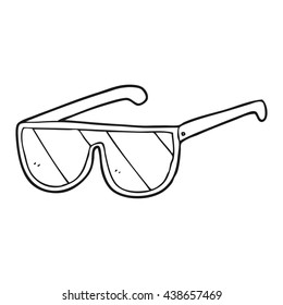 freehand drawn black and white cartoon sunglasses