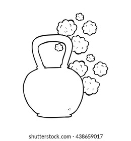 freehand drawn black and white cartoon kettle bell